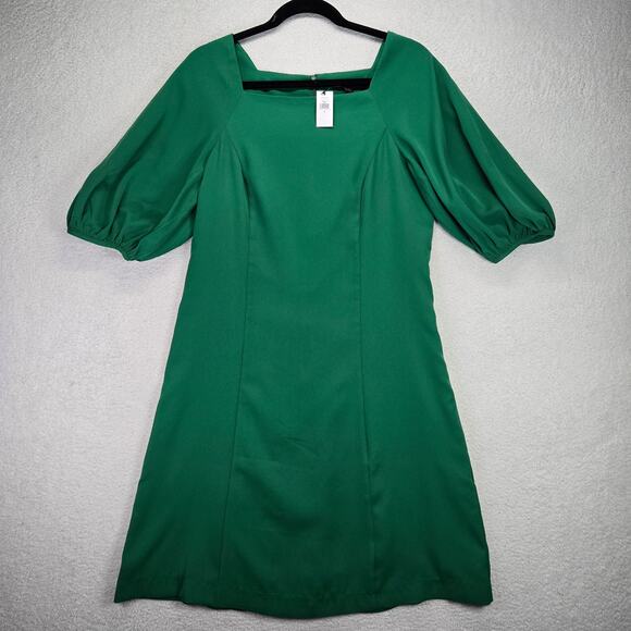 Banana Republic Dresses & Skirts - Banana Republic Green A-Line Midi Dress with Puff Sleeves